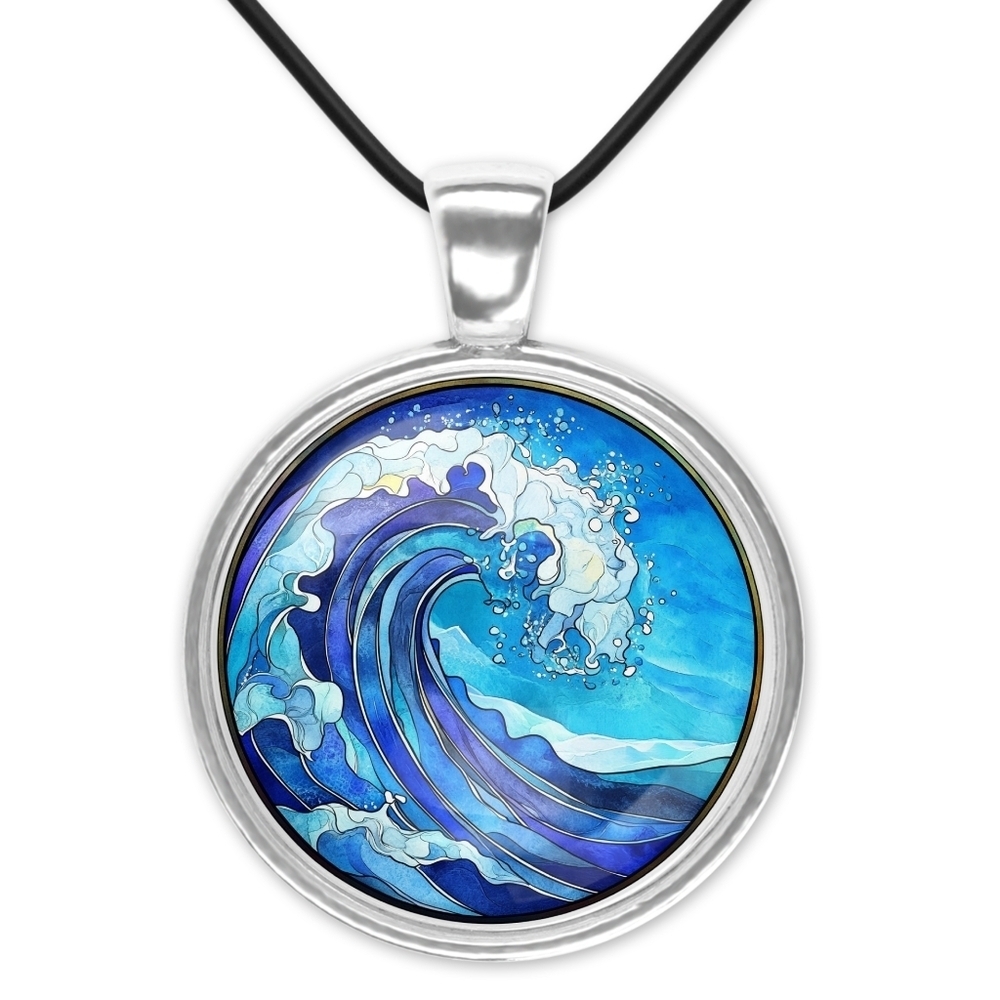 Silver Wave Pendant Necklace